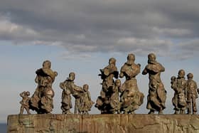 A memorial to the 'Black Friday' fishing disaster at Eyemouth, with this commemoration of the fisherman and their families found at the nearby village of Cove, which also lost men to the sea on October 14 1881. PIC.www.geograph.org /Walter Baxter.