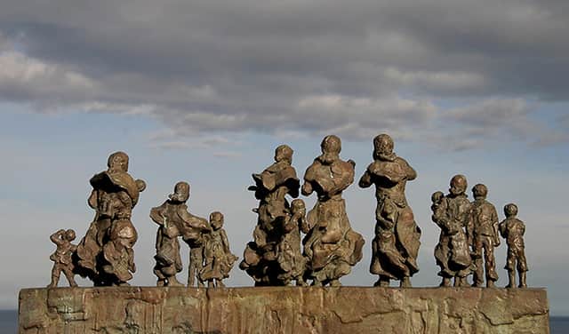 A memorial to the 'Black Friday' fishing disaster at Eyemouth, with this commemoration of the fisherman and their families found at the nearby village of Cove, which also lost men to the sea on October 14 1881. PIC.www.geograph.org /Walter Baxter.