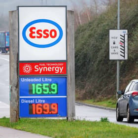 Fuel prices displayed at an Esso petrol station near Cardiff. Fuel prices have hit a new record high as the cost of oil soars due to Russia's invasion of Ukraine. Picture: Ben Birchall/PA Wire