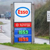 Fuel prices displayed at an Esso petrol station near Cardiff. Fuel prices have hit a new record high as the cost of oil soars due to Russia's invasion of Ukraine. Picture: Ben Birchall/PA Wire
