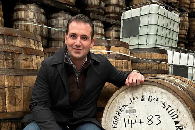 Founder and managing director of Whisky 1901, Aaron Damiano Sparkes, pictured in the bonded warehouse.