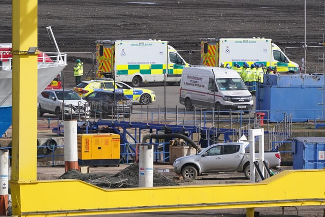 Emergency services at Imperial Dock in Leith with a multi agency response to the incident.