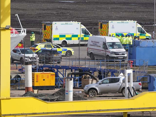 Emergency services at Imperial Dock in Leith with a multi agency response to the incident.
