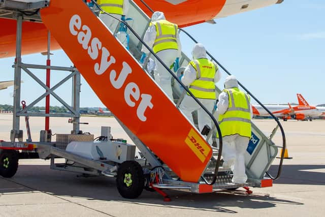 Easyjet has introduced daily enhanced cabin disinfection to protect against coronavirus. Picture: Ben Queenborough