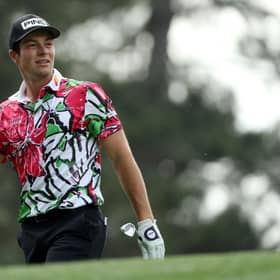 Viktor Hovland looks on from the fourth tee during the first round of the 2023 Masters at Augusta National Golf Club. Picture: Patrick Smith/Getty Images.
