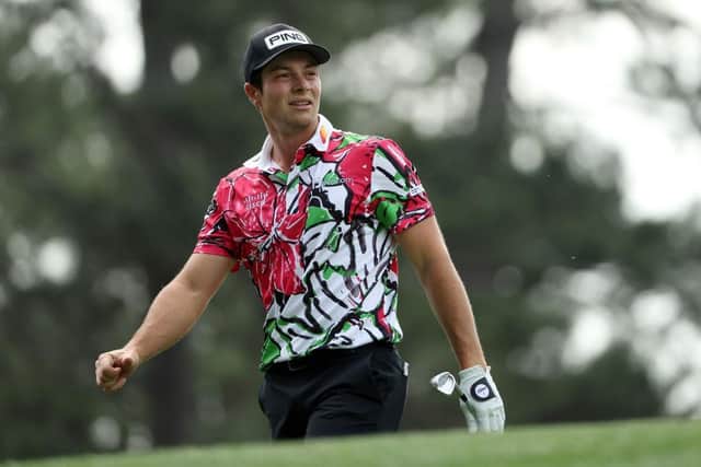 Viktor Hovland looks on from the fourth tee during the first round of the 2023 Masters at Augusta National Golf Club. Picture: Patrick Smith/Getty Images.