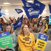 Members of the SSTA and NASUWT unions taking part in the first of two days of industrial action across Scotland in their ongoing pay dispute. Picture: John Devlin