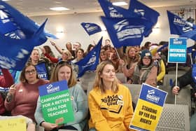Members of the SSTA and NASUWT unions taking part in the first of two days of industrial action across Scotland in their ongoing pay dispute. Picture: John Devlin