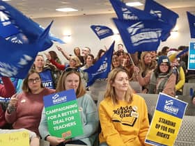 Members of the SSTA and NASUWT unions taking part in the first of two days of industrial action across Scotland in their ongoing pay dispute. Picture: John Devlin