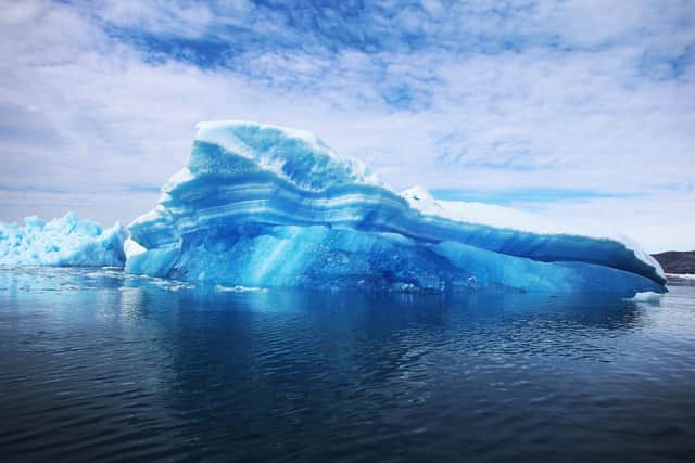 Icebergs calved from the nearby Twin Glaciers are seen floating off Qaqortoq, Greenland, amid rising temperatures (Picture: Joe Raedle/Getty Images)