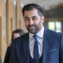 First Minister of Scotland Humza Yousaf arrives for First Minster's Questions at the Scottish Parliament in Holyrood, Edinburgh. Picture date: Thursday May 4, 2023. PA Photo. See PA story SCOTLAND Questions. Photo credit should read: Jane Barlow/PA Wire