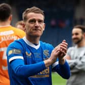 Steven Davis applauds Rangers fans after the Scottish Cup final win over Hearts at Hampden on May 21. (Photo by Sammy Turner / SNS Group)
