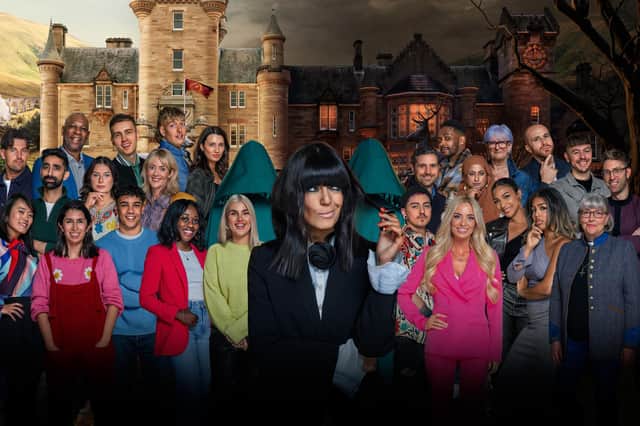 Claudia Winkleman and this year's Traitors' contestants.