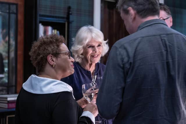 Scottish poet and writer Jackie Kay CBE with Her Majesty The Queen Consort (Sim Canetty-Clark)