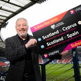 Rangers and Scotland legend Ally McCoist was promoting Viaplay’s live and exclusive coverage of Scotland v Cyprus and Scotland v Spain. (Photo by Craig Williamson / SNS Group)