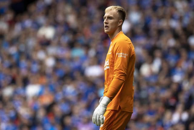 Robby McCrorie in a action for Rangers against Celtic last season. The goalkeeper has been called up by Scotland despite not playing this season  (Photo by Alan Harvey / SNS Group)