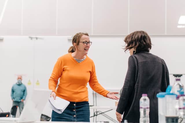 Gabriel Quigley and Hannah Donaldson in rehearsals for the National Theatre of Scotland production The Enemy. Picture: Mihaela Bodlovic