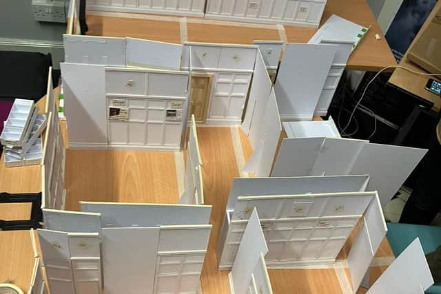 A model of the set of Ghosthunter, which will be staged in the Silver Cloud Studio at Hillington Park, Scotland's oldest and biggest industrial estate, from 30 May till 17 June.