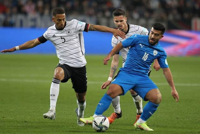 Mohammad Abu Fani in action for Israel. (Photo by Daniel ROLAND / AFP) (Photo by DANIEL ROLAND/AFP via Getty Images)