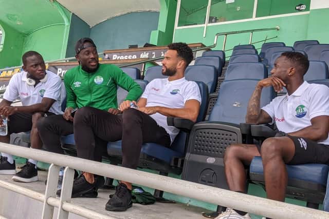 Steven Caulker gets to know his new Sierra Leone teammates at the squad's camp in Morocco this week.