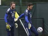Zander Clark (left) and Craig Gordon during a Scotland training session at the Oriam in June last year. (Photo by Craig Williamson / SNS Group)