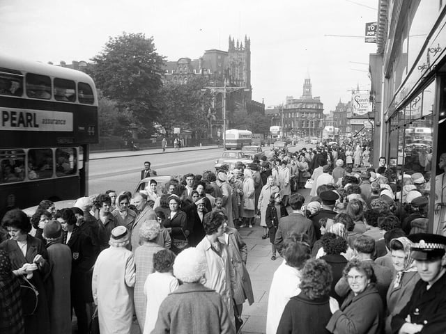 Hundreds of shoppers are pictured queuing up on Princes Street for the annual Darlings sale in July 1963.