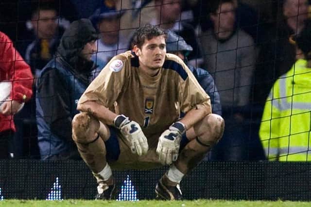 Despair is etched on the face of Craig Gordon after Scotland conceded a late goal to lose 2-1 to Italy in a sell-out Euro 2008 qualifier at Hampden in November 2007. (Photo by Alan Harvey/SNS Group).
