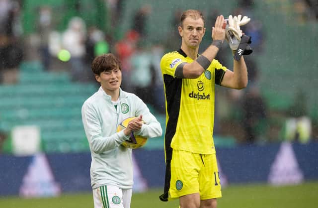 Kyogo Furuhashi and Joe Hart are both on Celtic's lengthy injury list. (Photo by Steve  Welsh/Getty Images)