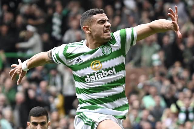 Celtic's Giorgos Giakoumakis helped guide them to the title with his goals.