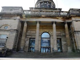 Spiky railings will be installed to deter the homeless from sleeping on the steps at West Register House in Charlotte Square, Edinburgh. Picture: Michael Gillen.