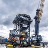 The Yu Zhu Feng unloading her cargo of 18,000 tonnes of soya at the Port of Rosyth’s agri-hub. Picture: Peter Devlin