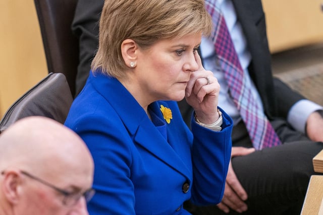 Outgoing First Minister Nicola Sturgeon during her last First Minster's Questions (FMQs) in the main chamber of the Scottish Parliament in Edinburgh.