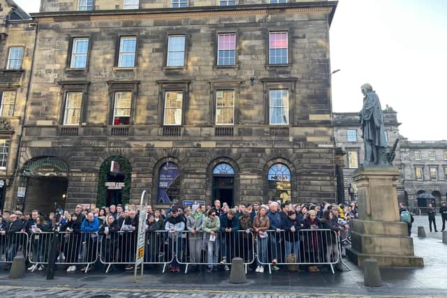 Crowds packed onto the Royal Mile for the Remembrance Sunday service at the City Chambers.