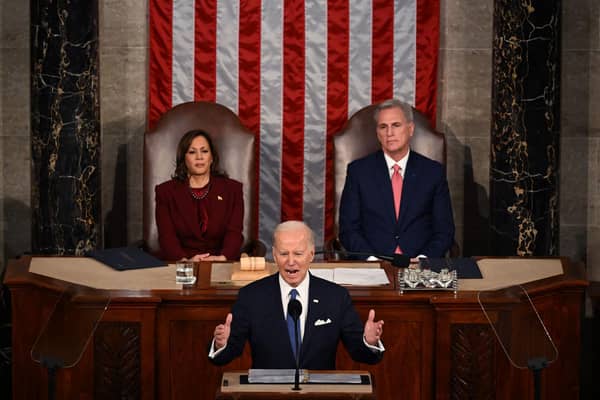 US President Joe Biden delivers the State of the Union address at the Capitol in Washington, DC (Picture: Andrew Caballero-Reynolds/AFP via Getty Images)