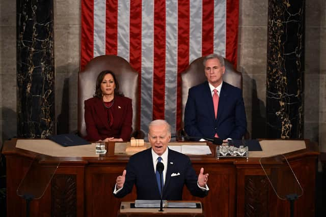 US President Joe Biden delivers the State of the Union address at the Capitol in Washington, DC (Picture: Andrew Caballero-Reynolds/AFP via Getty Images)