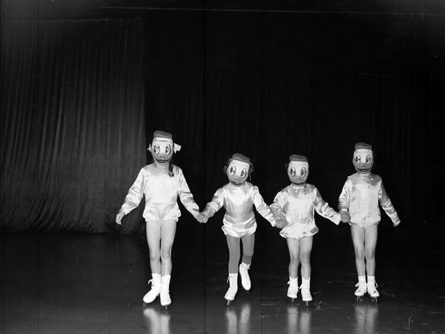 Little skaters hit the ice in 1954 for a fundraising show.