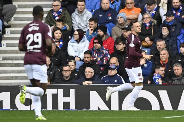 Hearts' Lawrence Shankland scored in last weekend's match against Rangers.