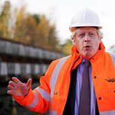 Prime Minister Boris Johnson during a visit to the Network Rail hub at Gascoigne Wood, near Selby, North Yorkshire, to coincide with the announcement of the Integrated Rail Plan.