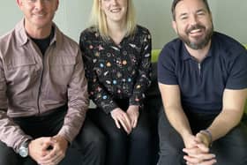 Phil MacHugh, Rosalind Erskine and Martin Compston ahead of their chat on Scran podcast.
