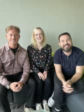 Phil MacHugh, Rosalind Erskine and Martin Compston ahead of their chat on Scran podcast.