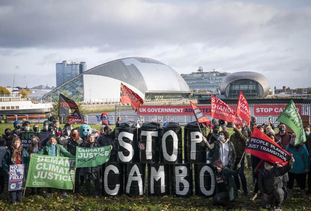Protesters against the Cambo oil field, which sits off the north-west coast of Shetland, which is estimated to contain more than 800 million barrels of crude oil. First Minister Nicola Sturgeon has come under attack after saying she doesn't believe drilling should go ahead. Jane Barlow/PA Wire