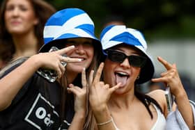 Festival goers arrive at TRNSMT Festival 2024 at Glasgow Green