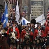 Pipers march up New York's Sixth Avenue during a previous Tartan Day parade (Picture Mark Mainz/Getty Images)
