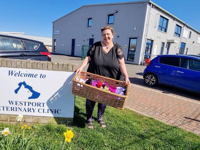 Lesley Winton with the Bassinet