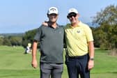 European Junior Ryder Cup captain Stephen Gallacher poses with Renato Paratore after the Italian, who plays on the DP World Tour, turned up to support the home team in the event at Golf Nazionale in Viterbo, Italy. Picture: Valerio Pennicino/Getty Images.