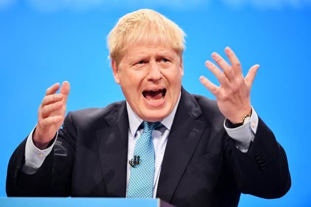 Prime Minister Boris Johnson delivers a keynote speech. Picture: Jeff J Mitchell/Getty Images