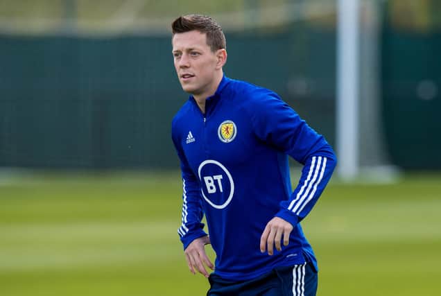 Callum McGregor during a Scotland training session at the Oriam on October 10, 2020. (Photo by Ross Parker / SNS Group)