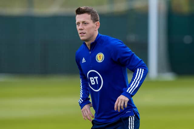Callum McGregor during a Scotland training session at the Oriam on October 10, 2020. (Photo by Ross Parker / SNS Group)
