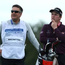 David Burns was both coach and caddie for Bob MacIntyre when he finished joint-second in the 2019 Porsche European Open at Green Eagle Golf Course in Hamburg. Picture: Matthew Lewis/Getty Images.