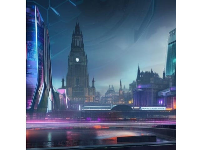 According to the NightCafe AI the City Chambers will still be towering over Glasgow's George Square in a century.
